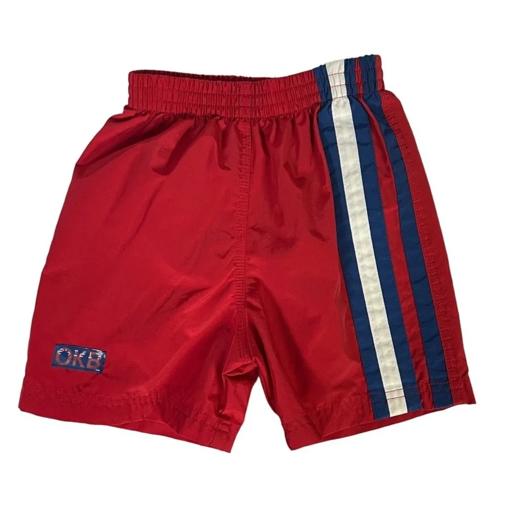 OshKosh BGosh Shorts 24 Months Red Pull On Stripe Elastic Waist Retro Sporty‎